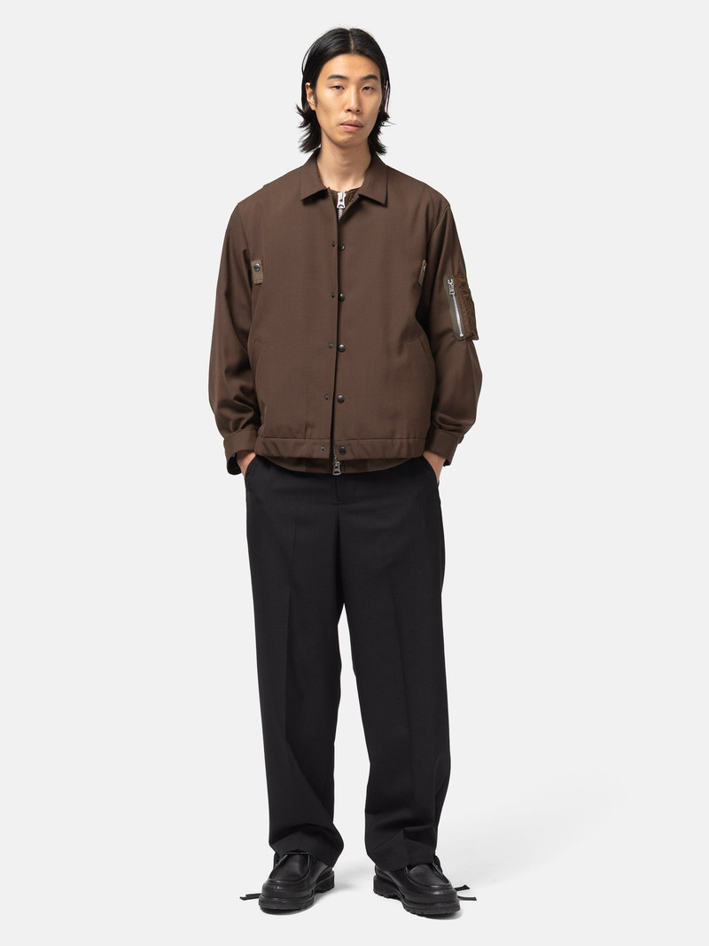 sacai Suiting x Nylon Twill Blouson Brown outlook