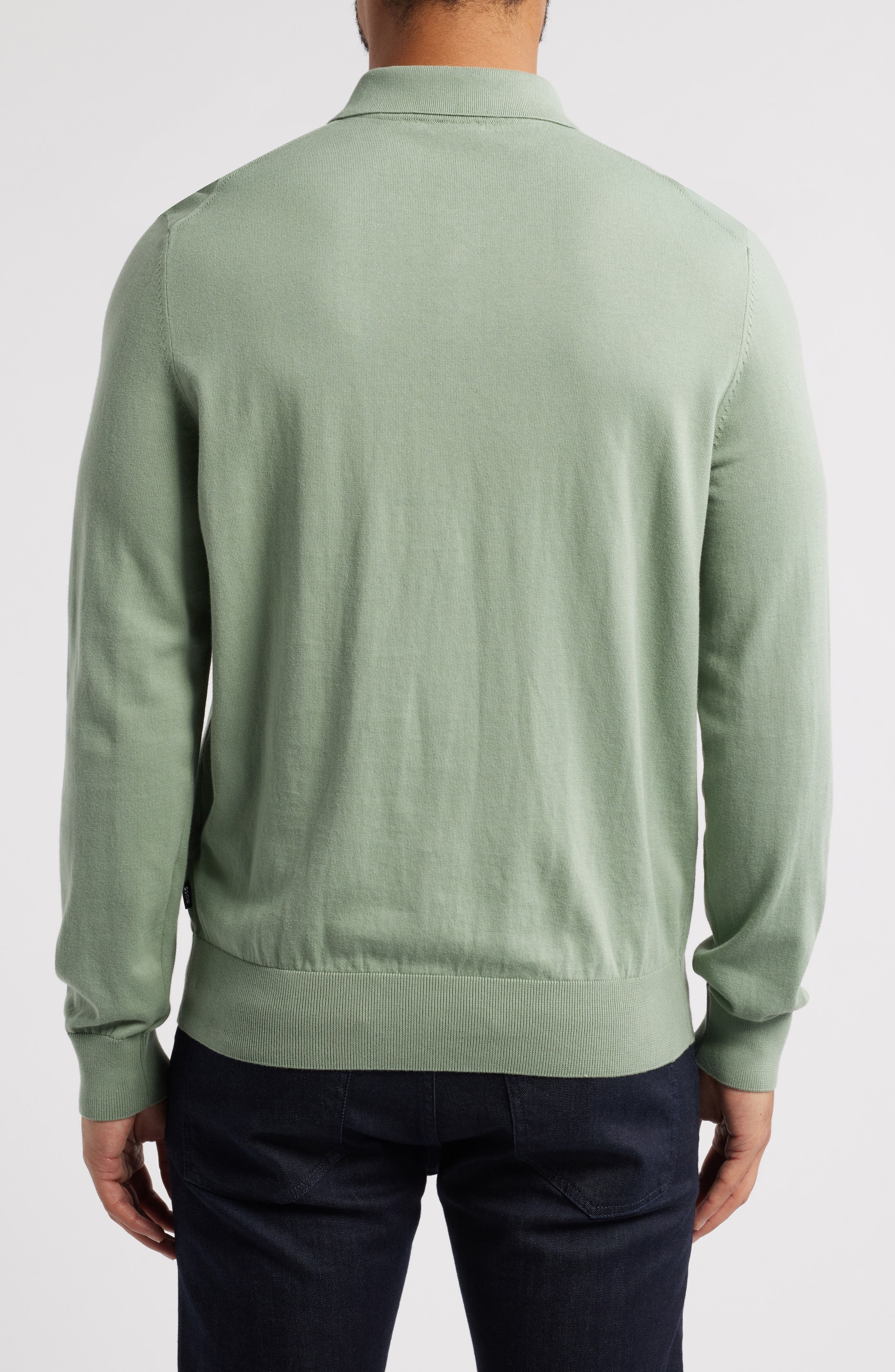 BOSS Gemello Cotton Polo Sweater in Light Green at Nordstrom - 2