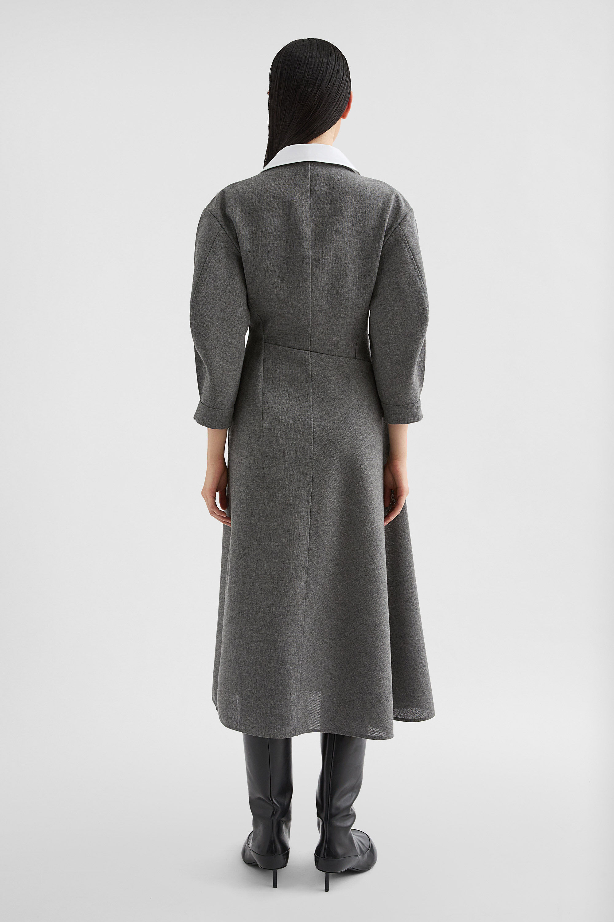 Wool Canvas V-Neck Dress - 6