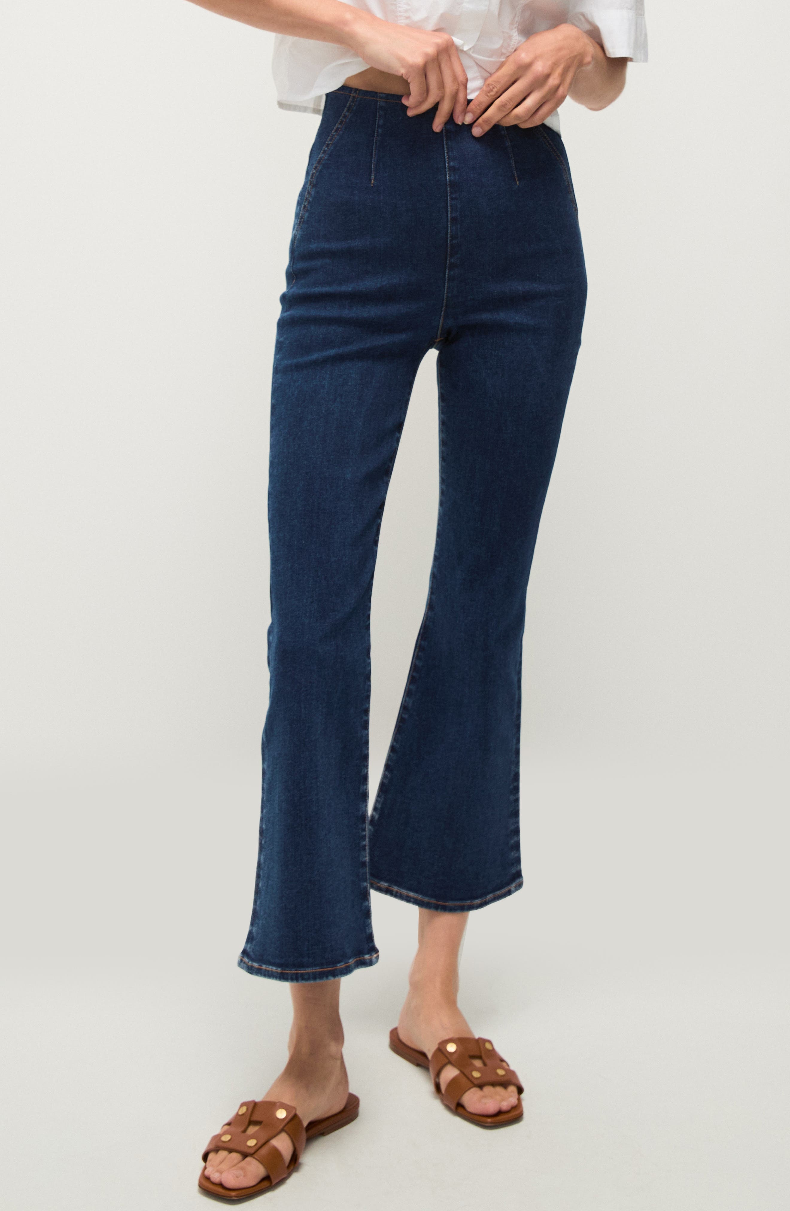 Veronica Beard Carson Off-Duty High Waist Ankle Flare Jeans in Bright Blue at Nordstrom - 1