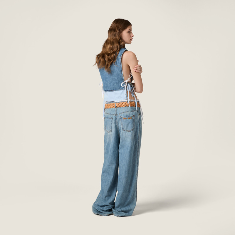 Cropped chambray tie shirt 3