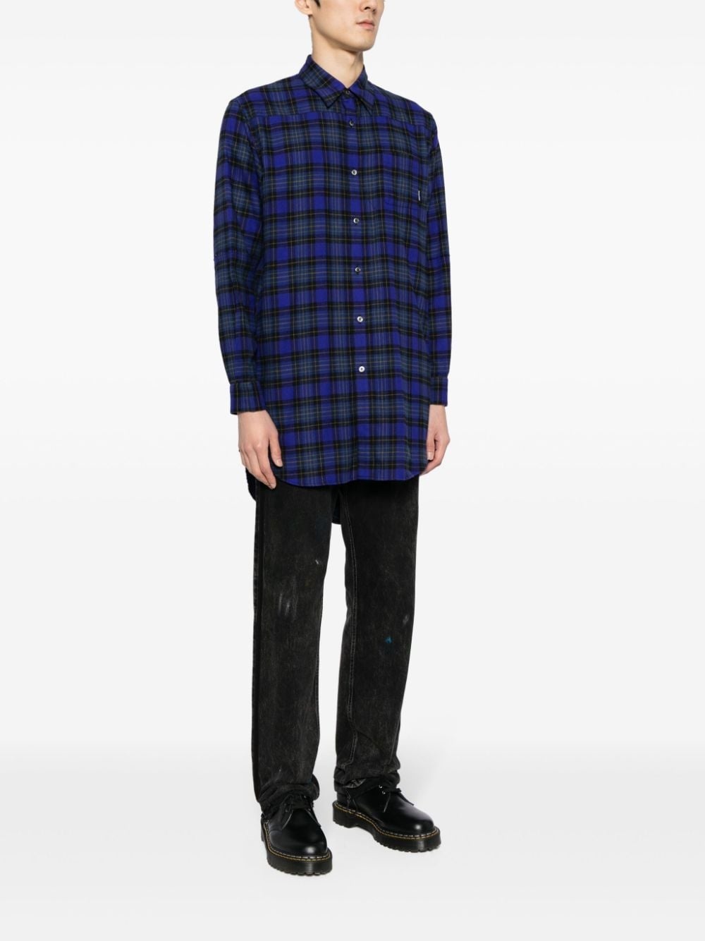 checkered ruched cotton shirt - 3
