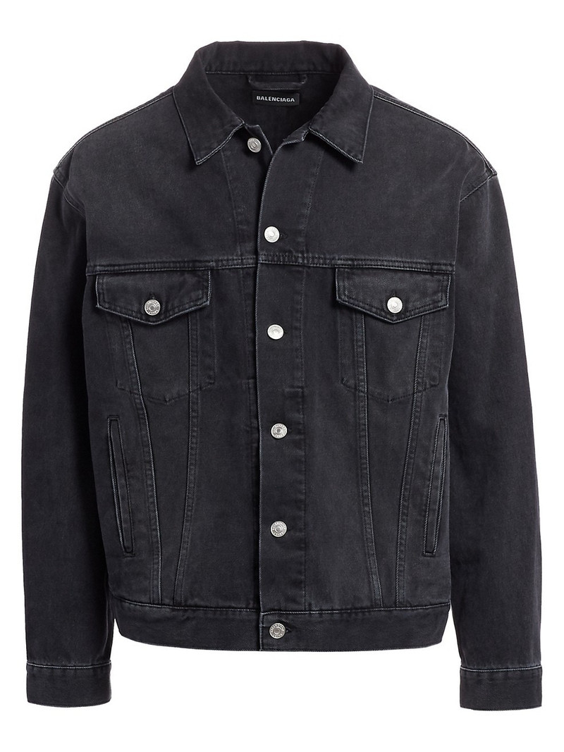 Black Denim Ripped Jacket - 1