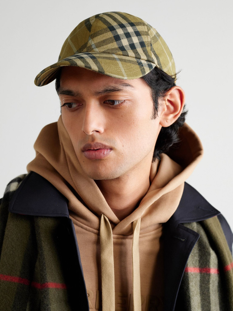 Burberry Checked Cotton-Twill Baseball Cap Beige outlook