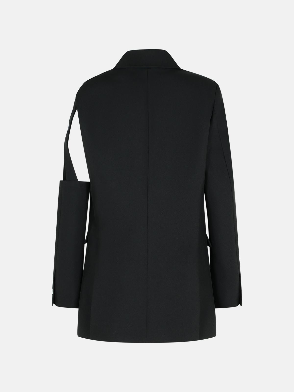 'CUTOUT' BLACK POLYESTER BLAZER - 3