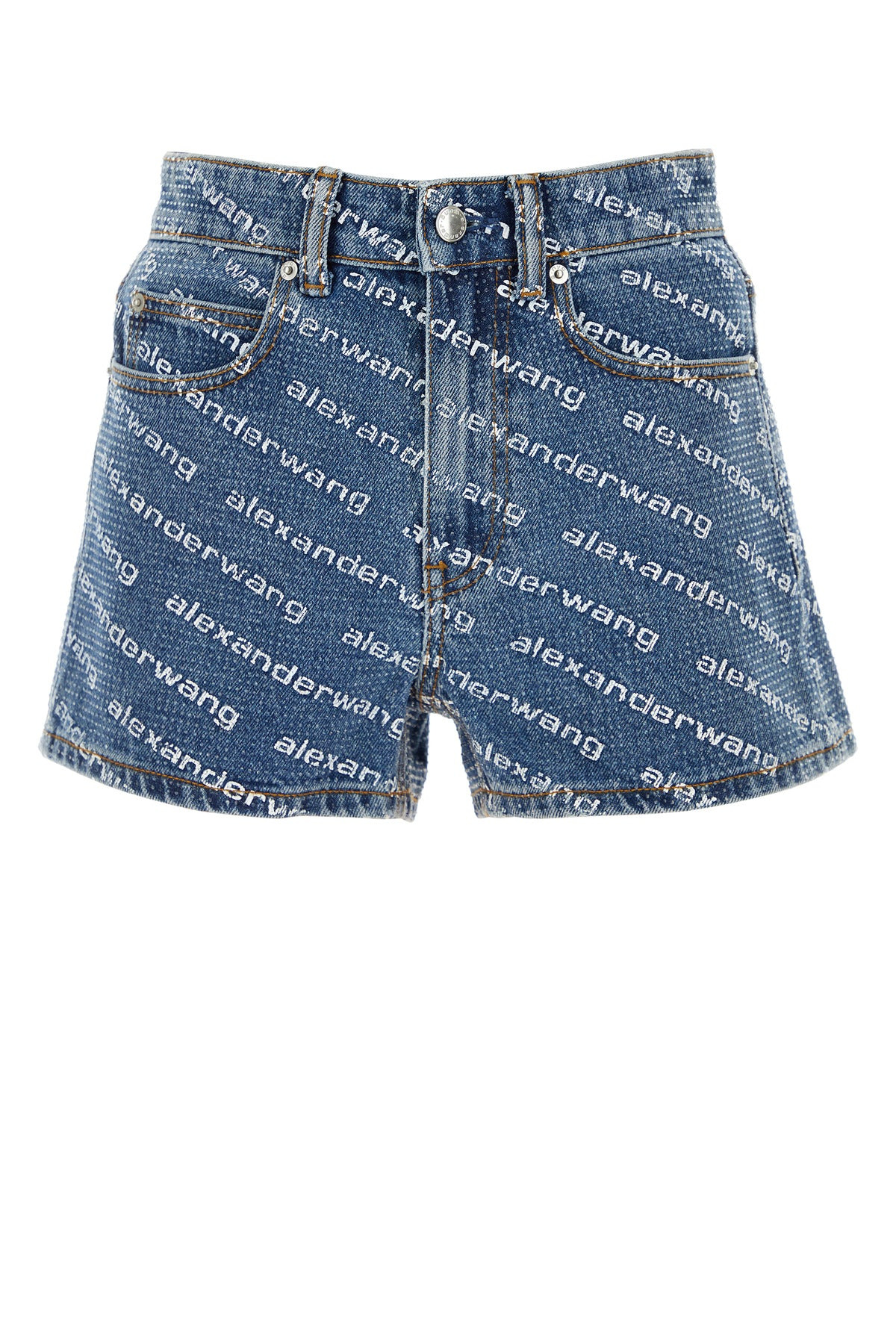 Printed denim shorts - 1