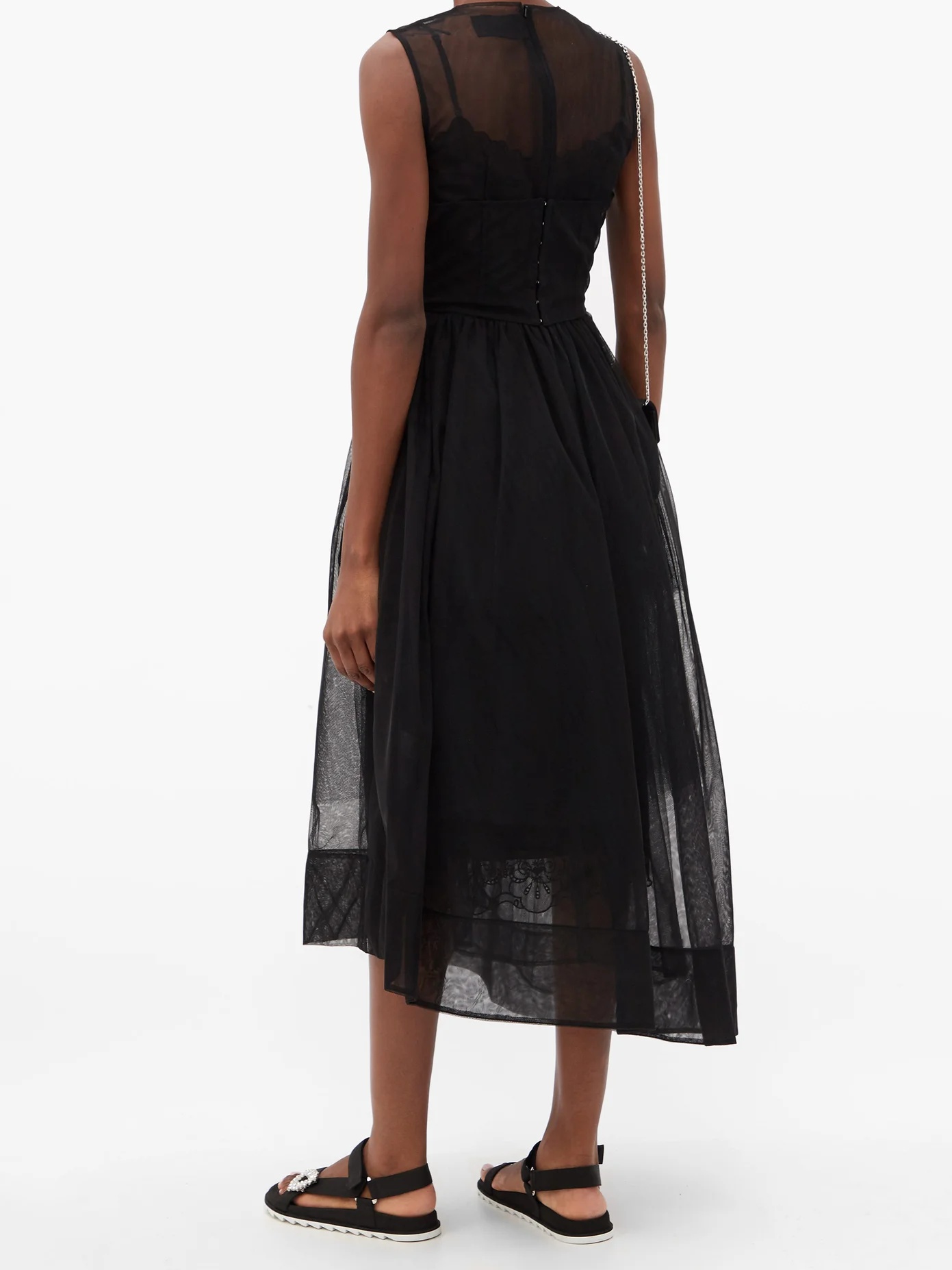 Asymmetric tulle midi dress - 5