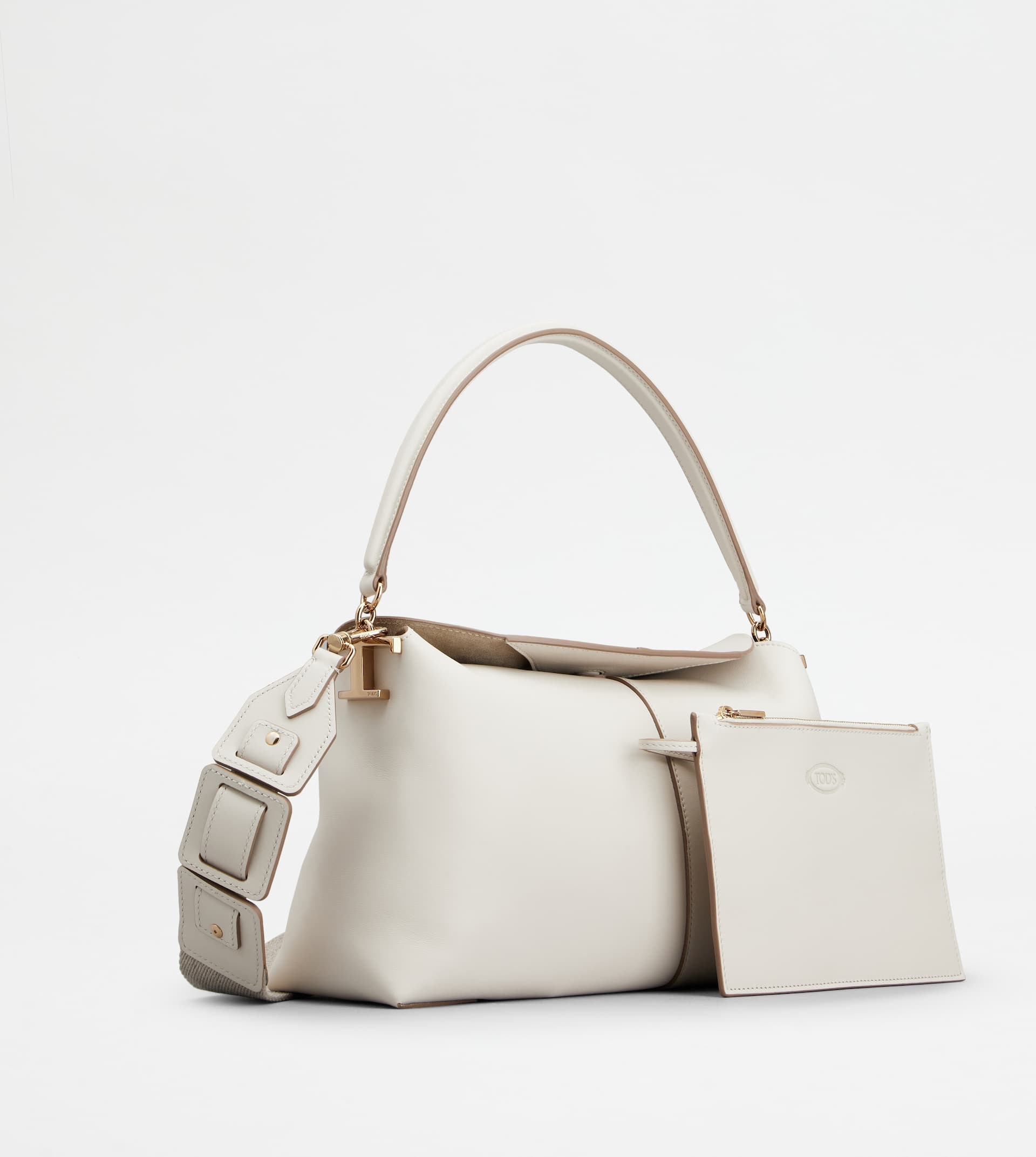 TOD'S T CASE SHOULDER BAG IN LEATHER SMALL - OFF WHITE - 3