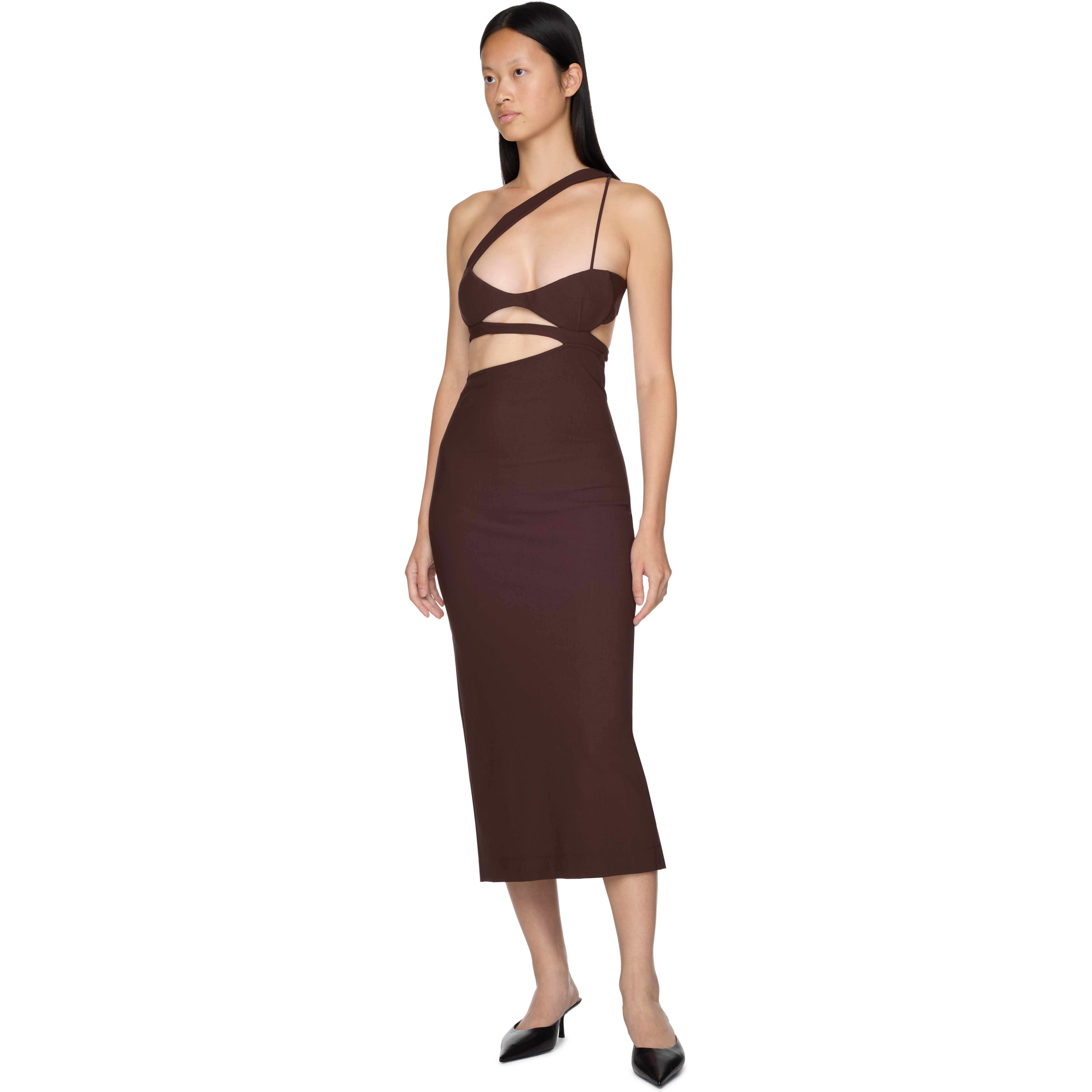 Asymmetric Cut-Out Silk Midi Dress - 4