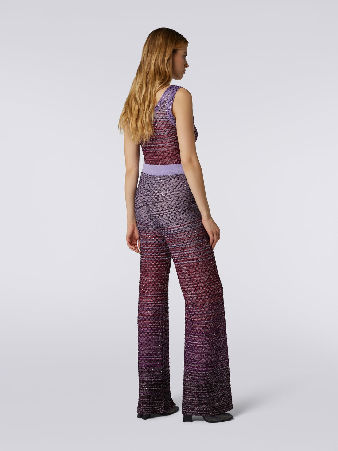 Viscose blend trousers with mesh and sequins - 4