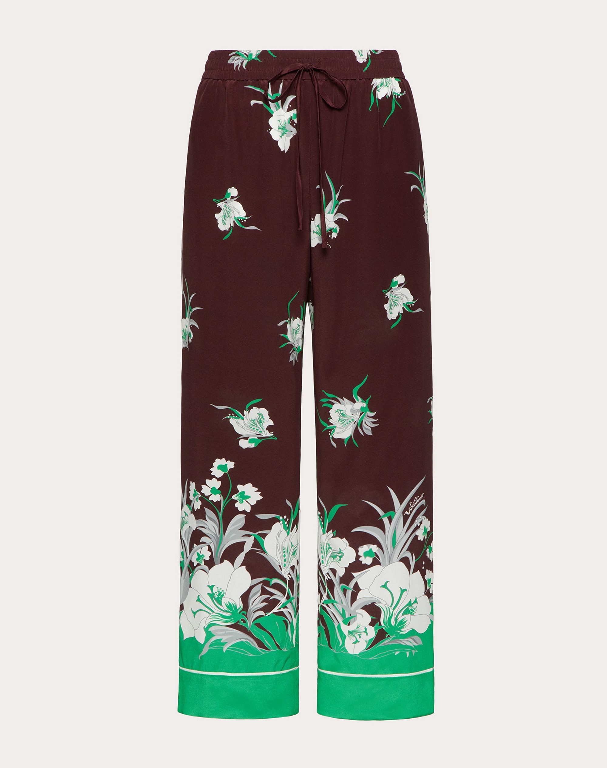 CREPE DE CHINE PAJAMA PANTS WITH STREET FLOWERS TULIPOP PRINT - 1