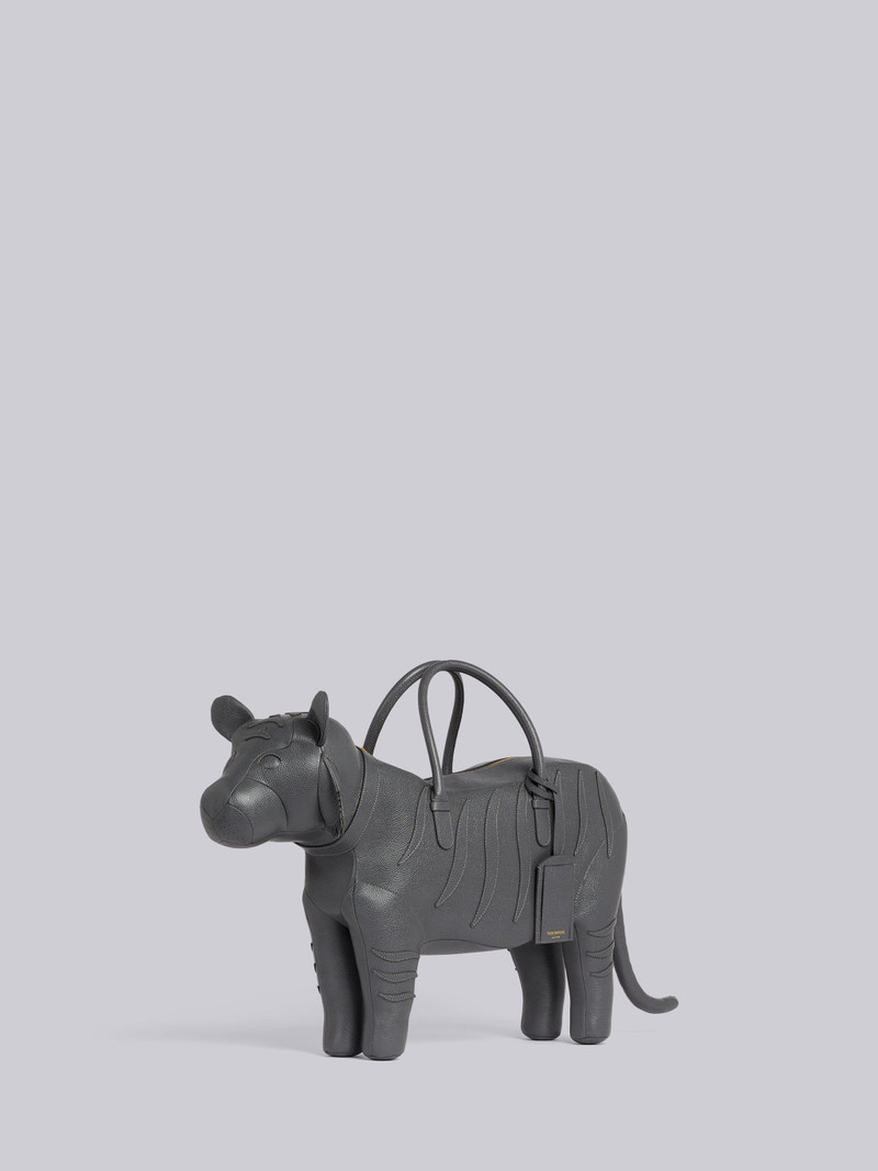 Dark Grey Pebble Grain Leather Tiger Bag 3