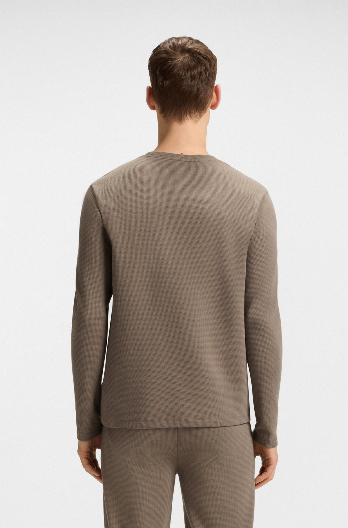 WAFFLE-STRUCTURED PAJAMA T-SHIRT IN COTTON - 4