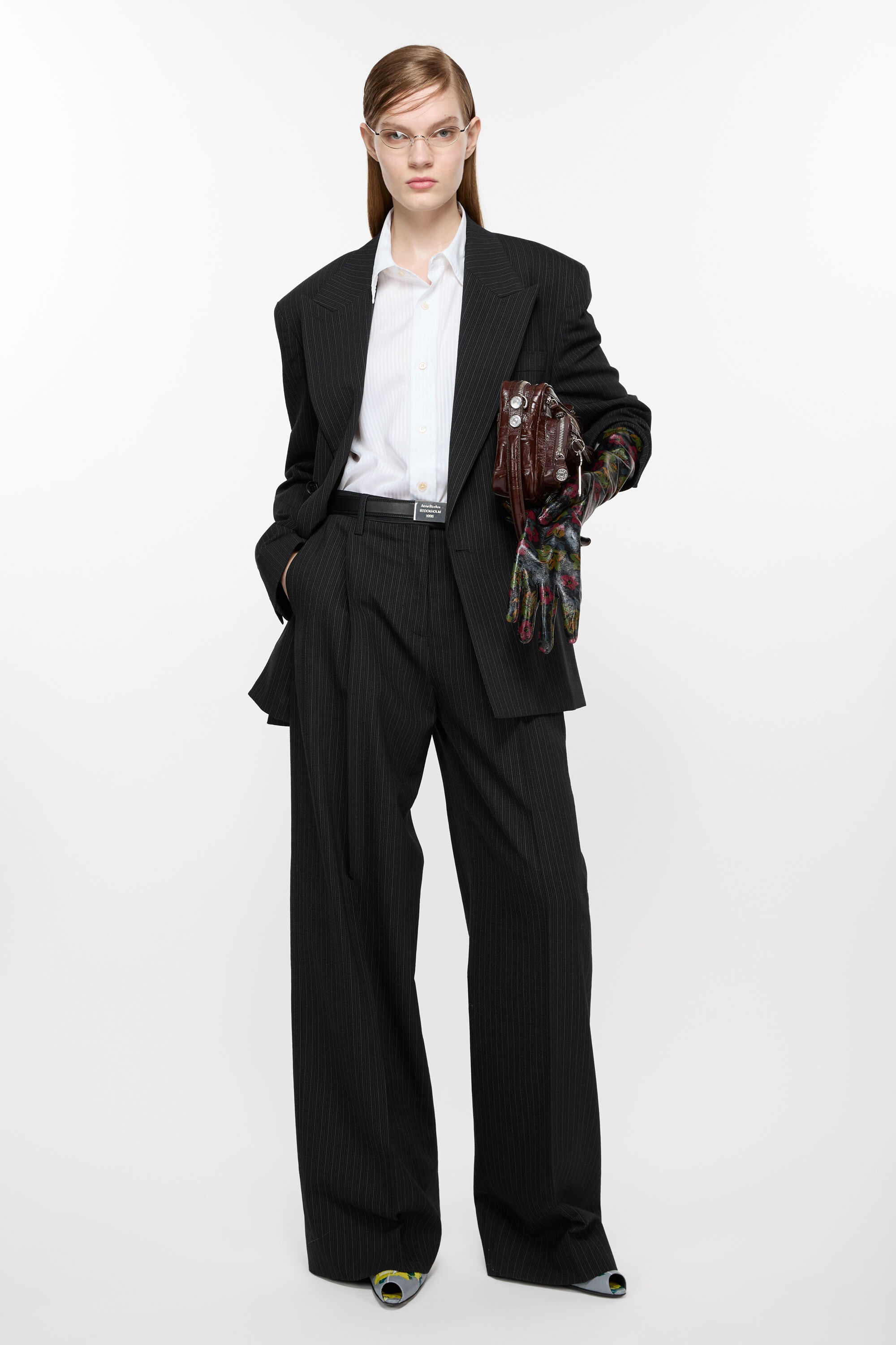 Double-breasted pinstripe jacket - Black - 5