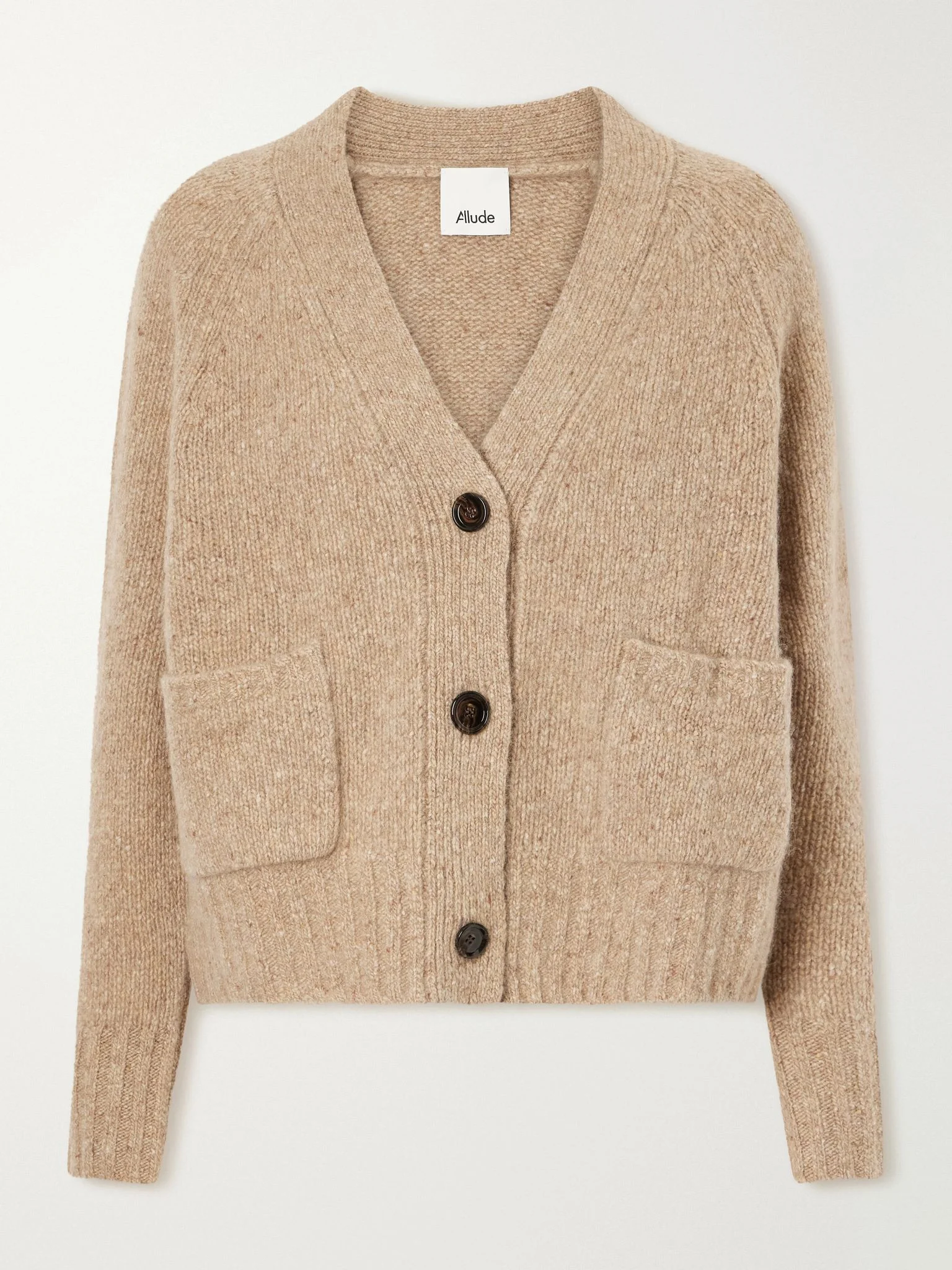 V-neck cashmere cardigan Camel - 1