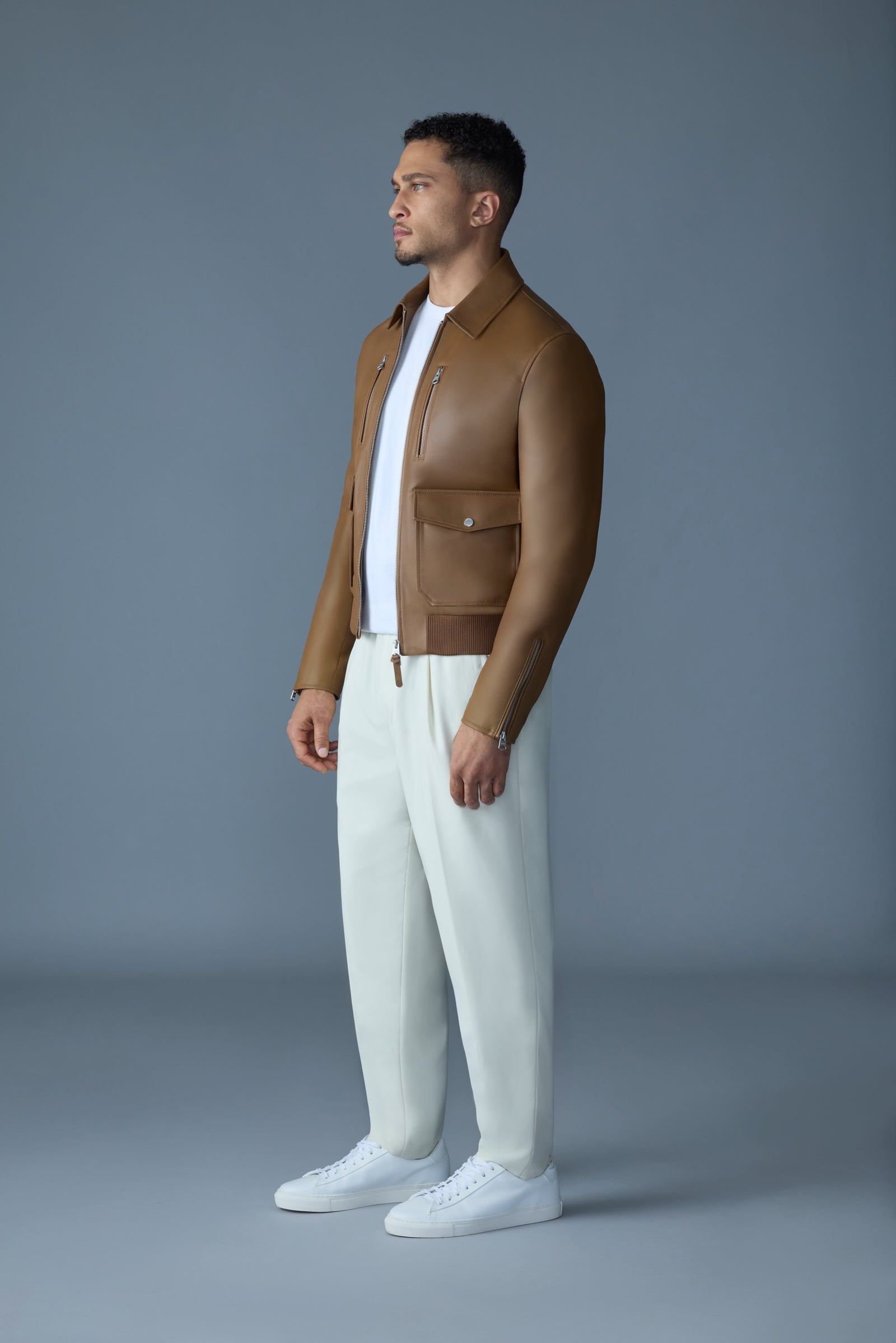 CHANCE-Z Spread Collar Leather Jacket - 3