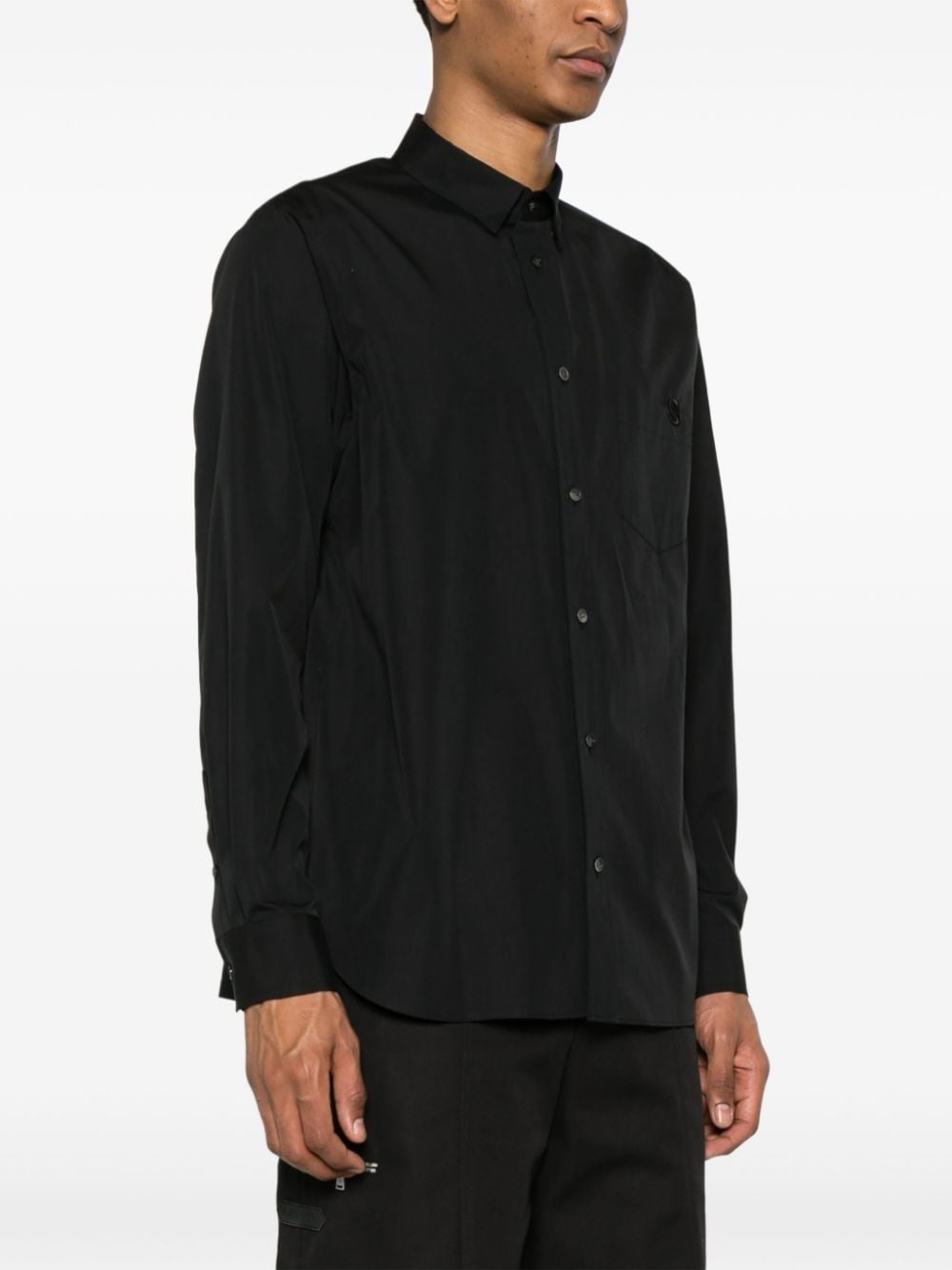 embroidered-logo poplin shirt - 3