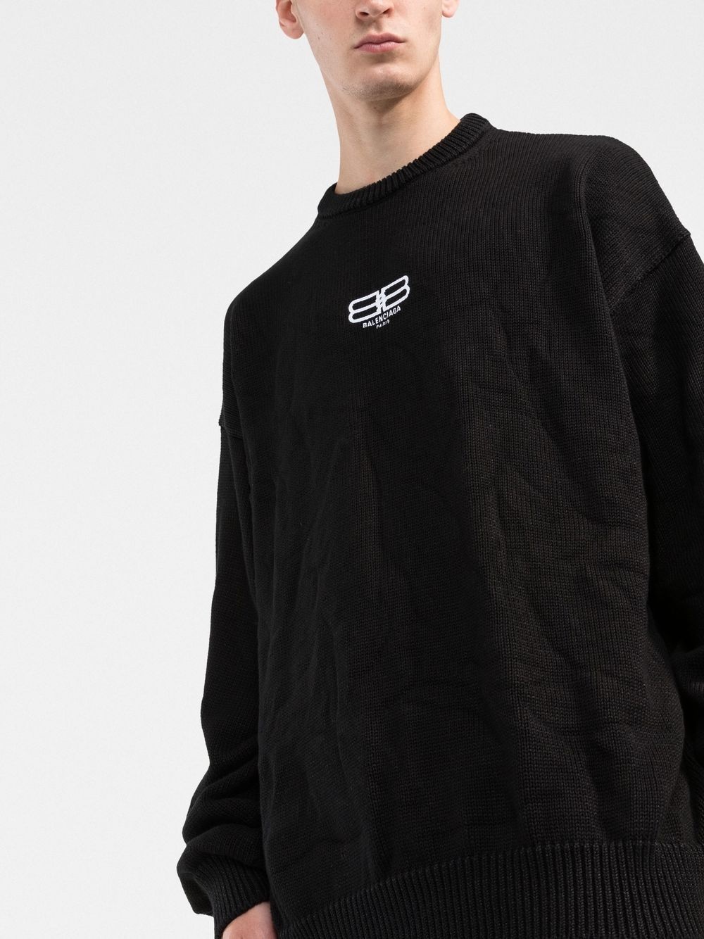 logo-embroidered oversize jumper - 3