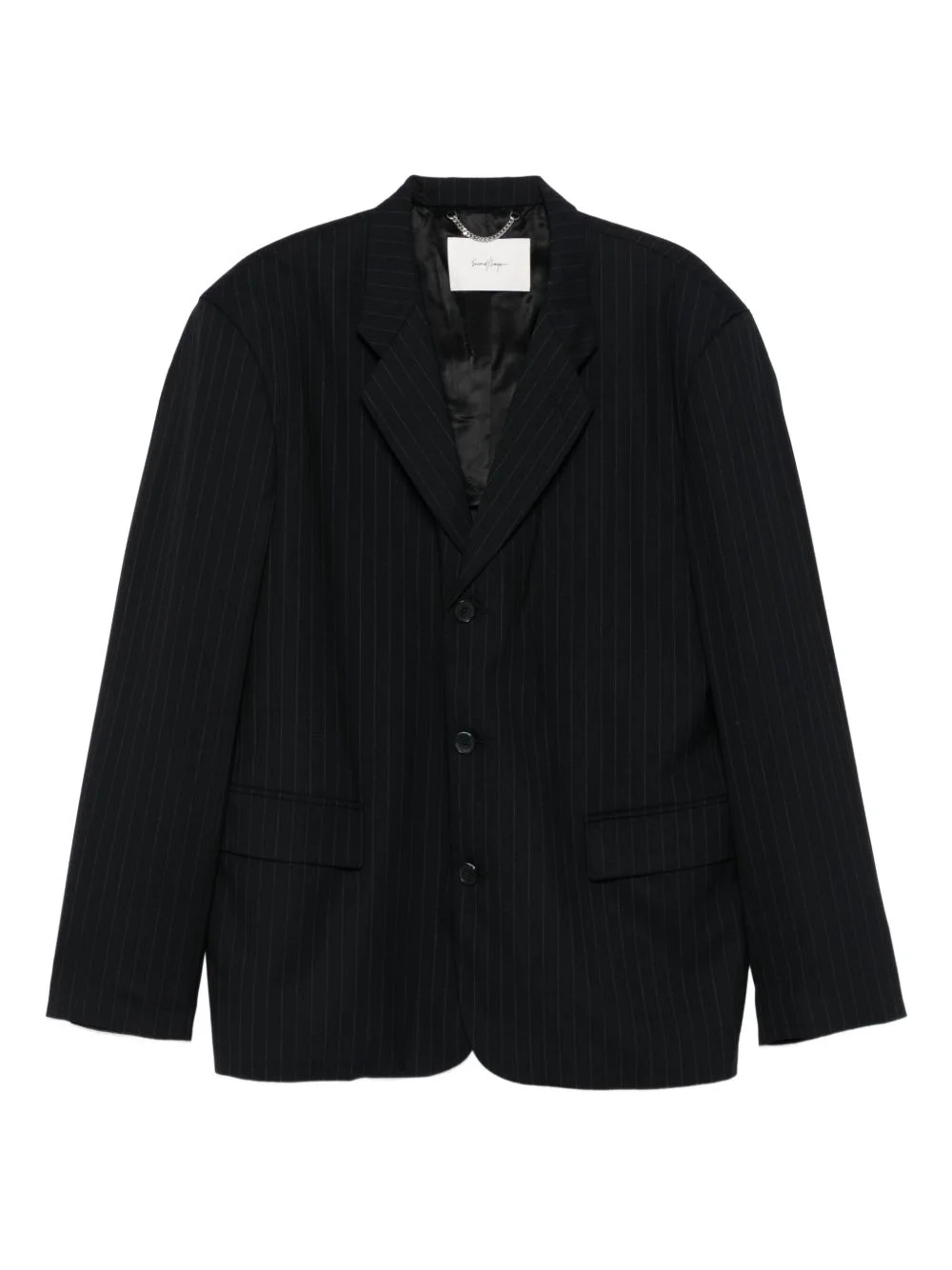 pinstripe three-button blazer - 1