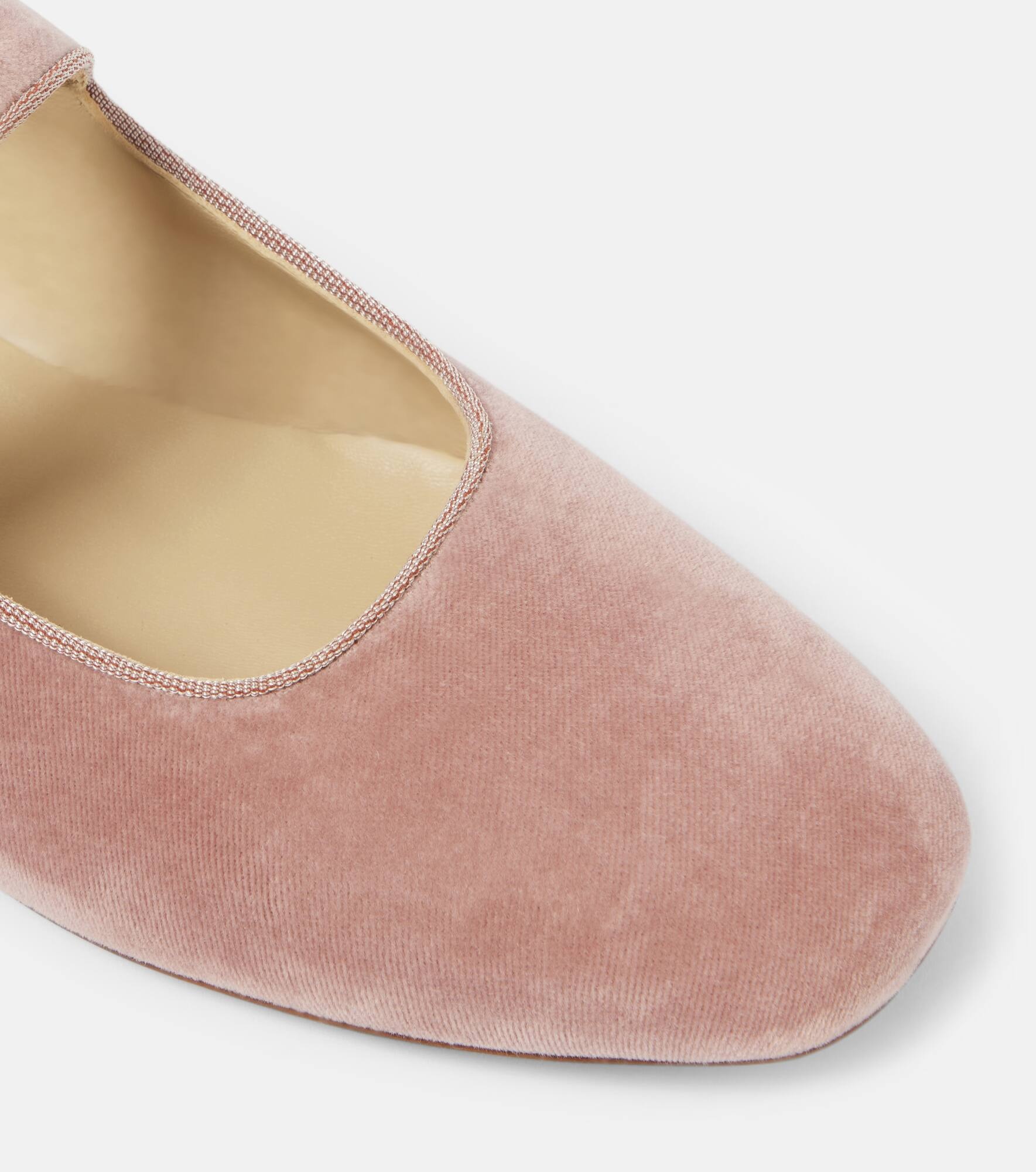 Velvet Mary Jane flats - 5