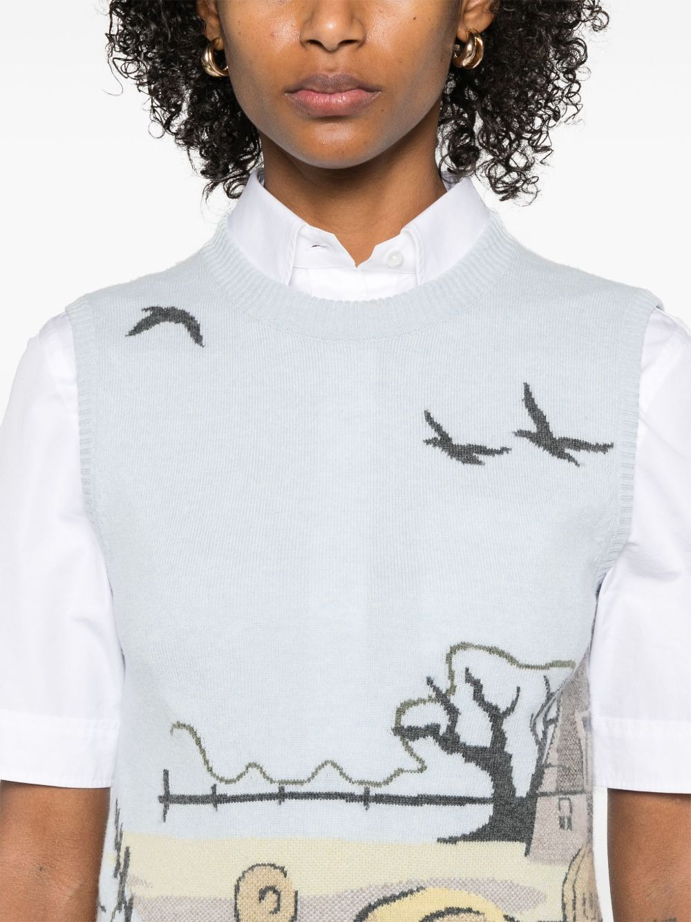 Seasonal Scenic-intarsia cashmere vest - 5