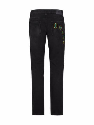 FENDI mid-rise logo-embroidered straight-leg jeans outlook