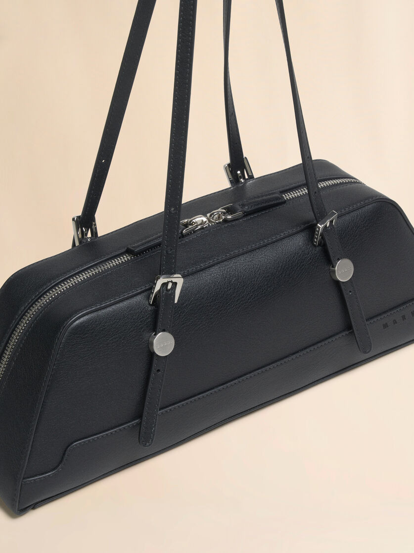 BLACK LEATHER DOT LONG DUFFLE BAG - 5
