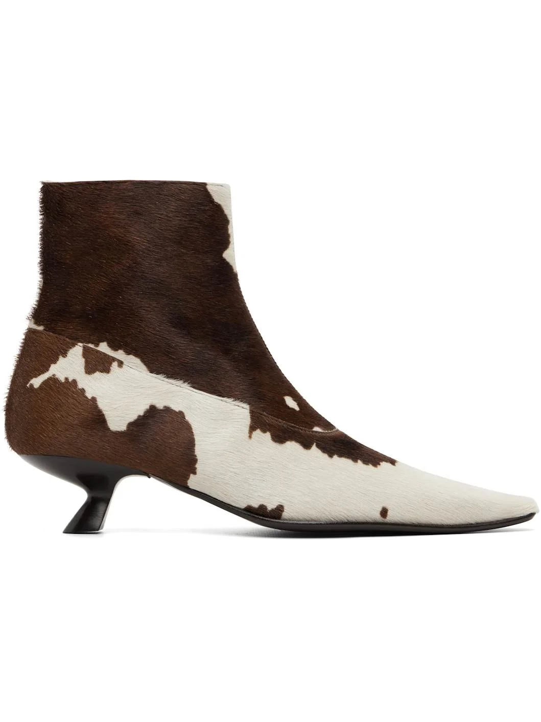 White & Brown Cow-Print Ponyhair Cindi Boots - 1