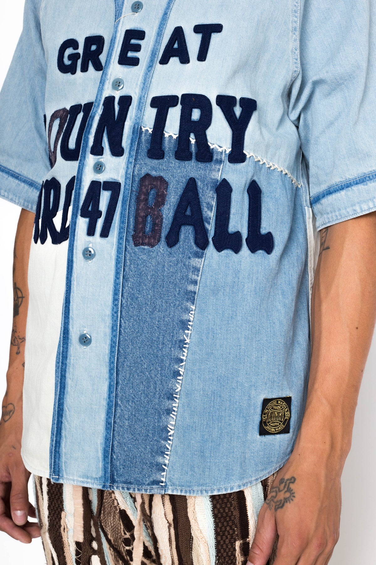 8oz Reconstruction Denim GREAT KOUNTRY Baseball Shirt - 5
