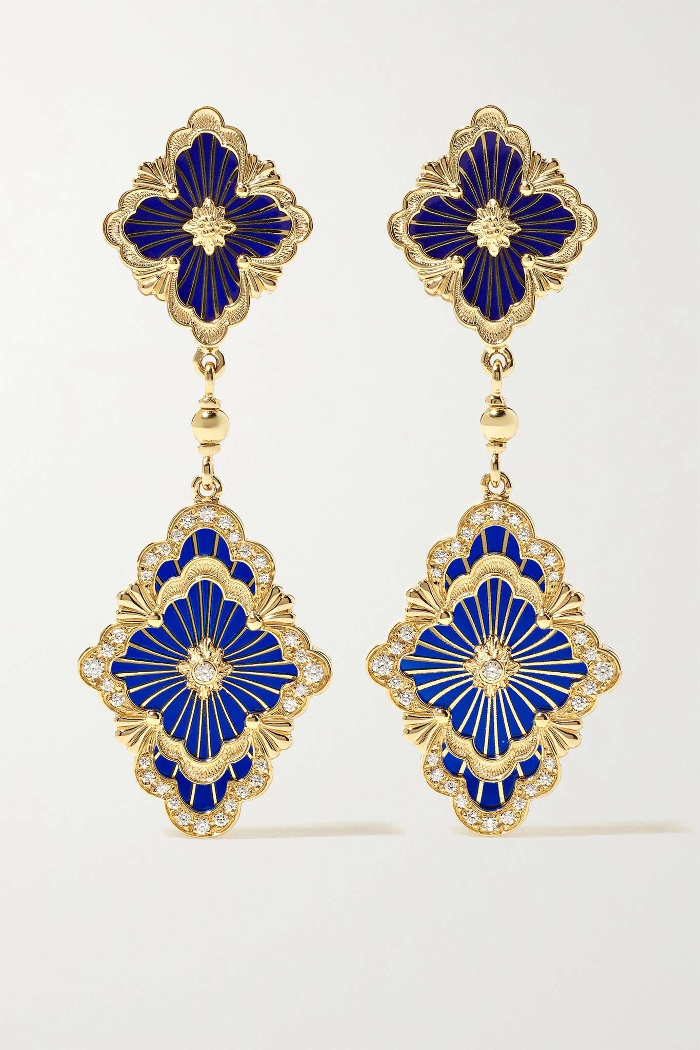 Opera Tulle 18-karat gold, enamel and diamond earrings - 1