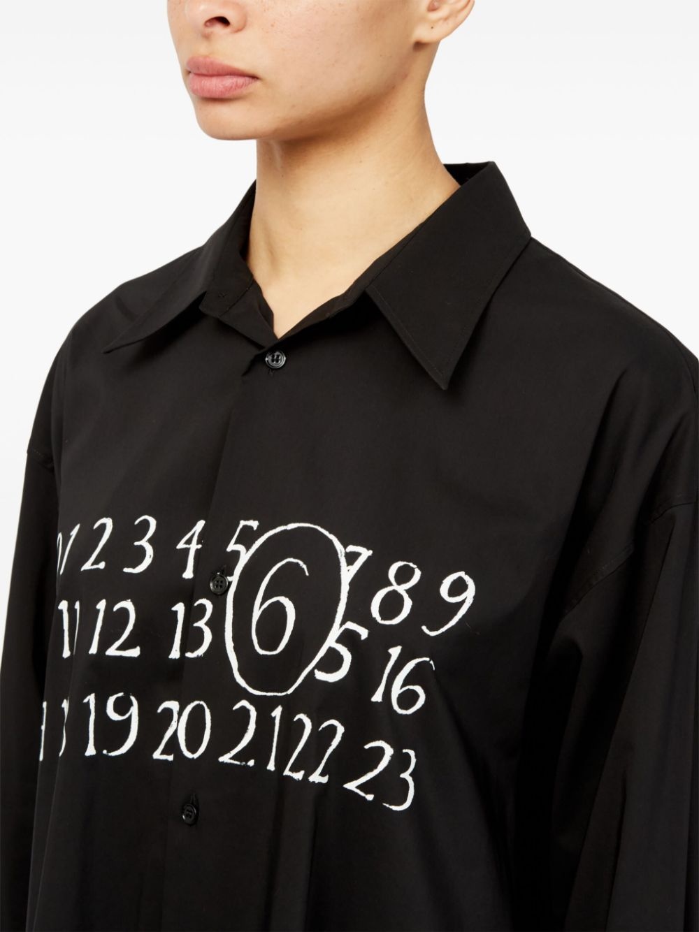 signature numbers motif shirt dress - 7