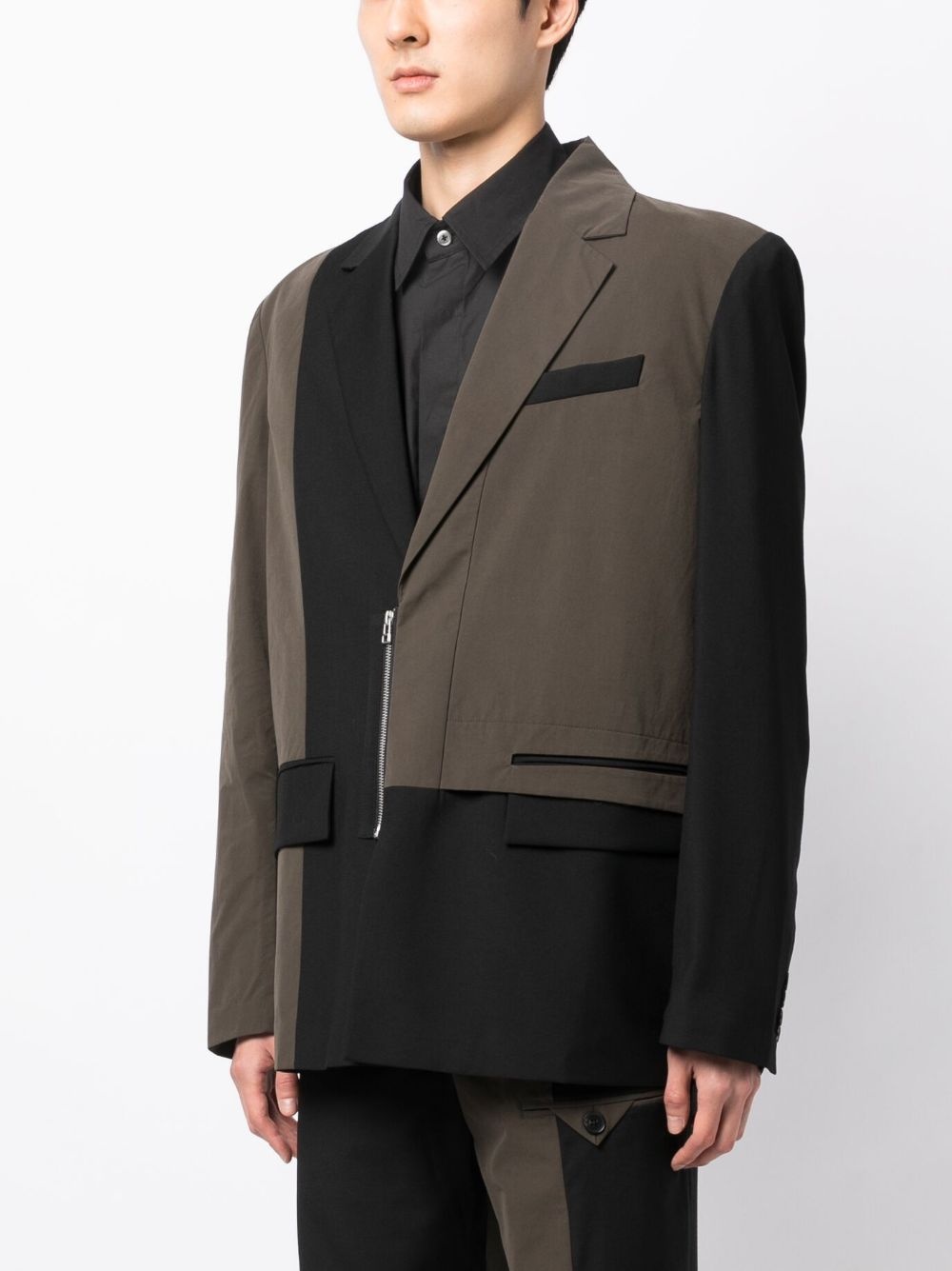 two-tone notched-lapels blazer - 3