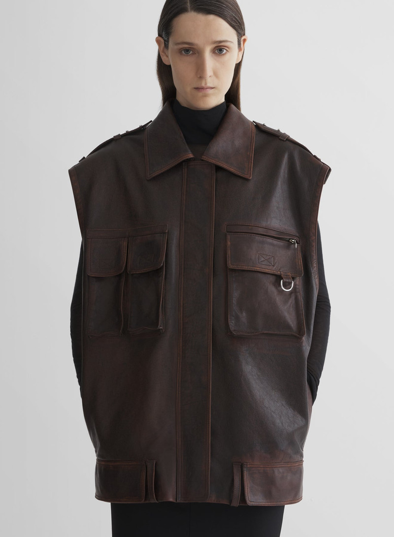 leather military gilet 3