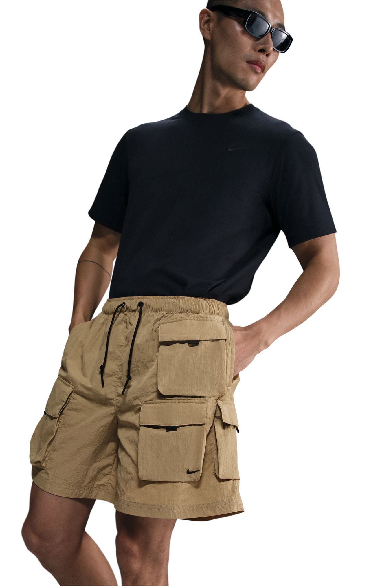 Nike Tech Woven Cargo Shorts in Parachute Beige/Black at Nordstrom - 4