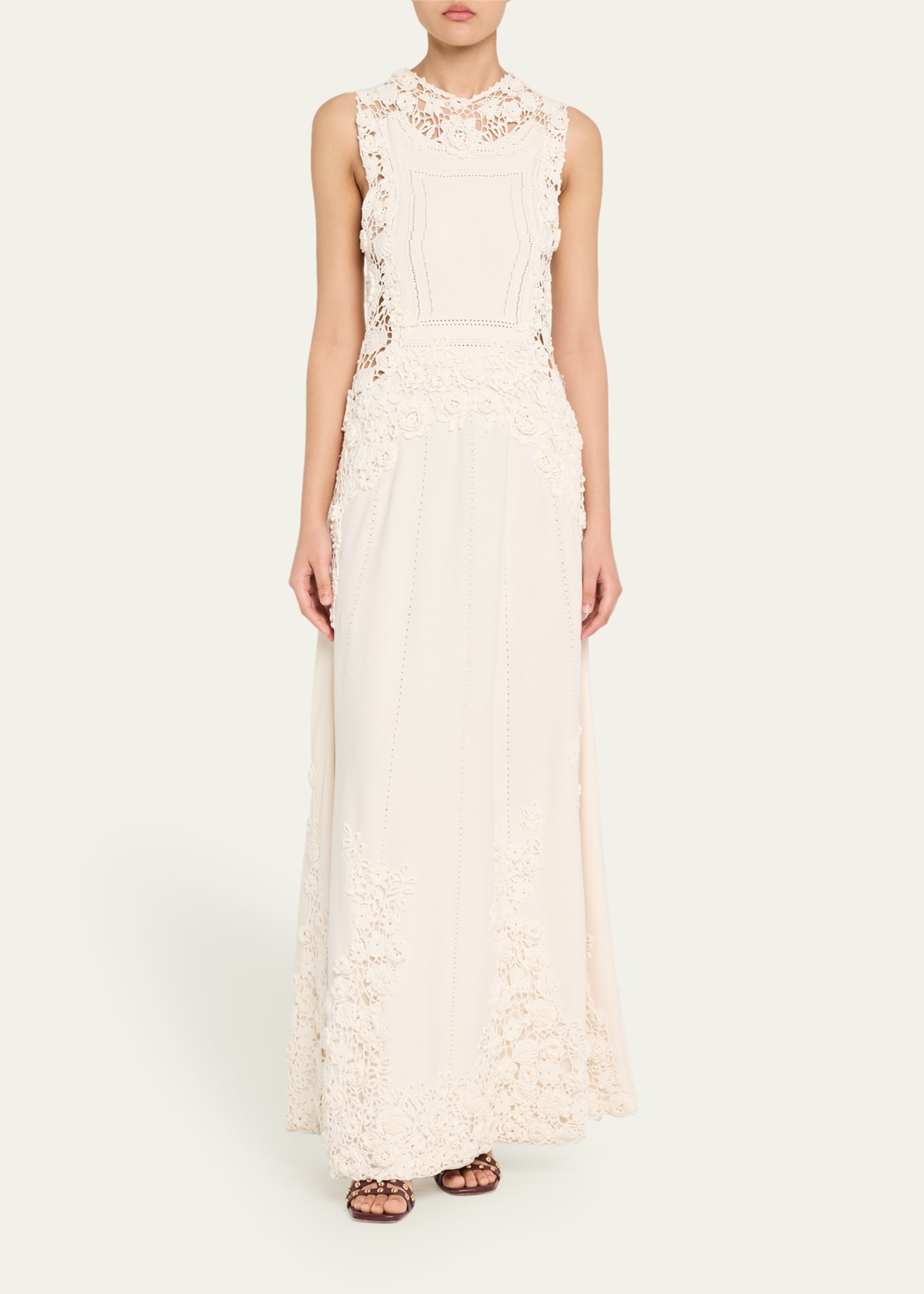 Genoveva Crochet Floral Knit Sleeveless Maxi Dress - 2