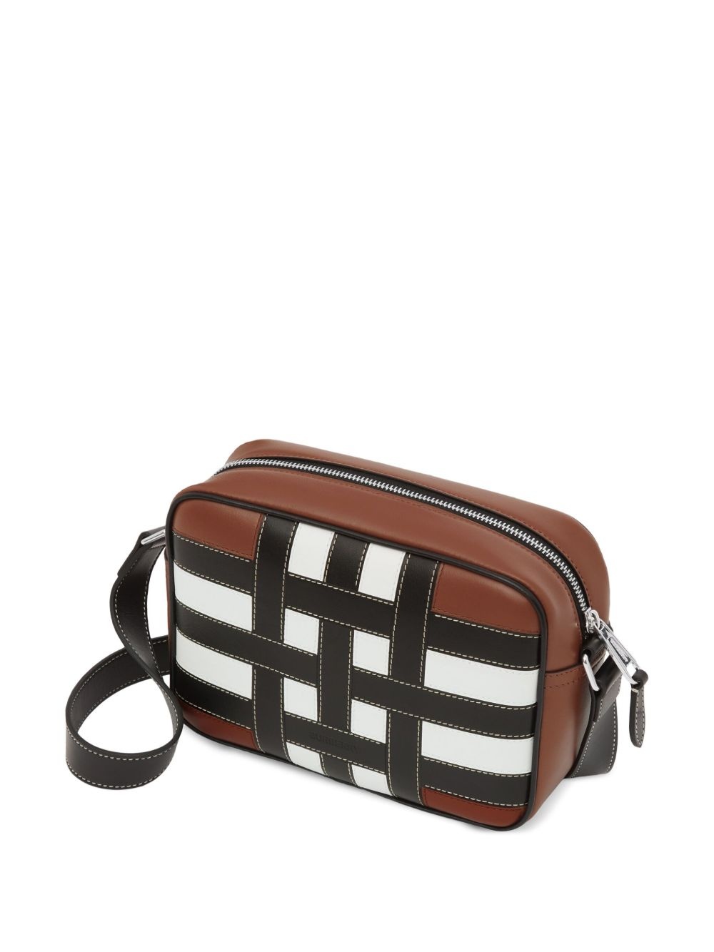 check-pattern leather crossbody bag - 6
