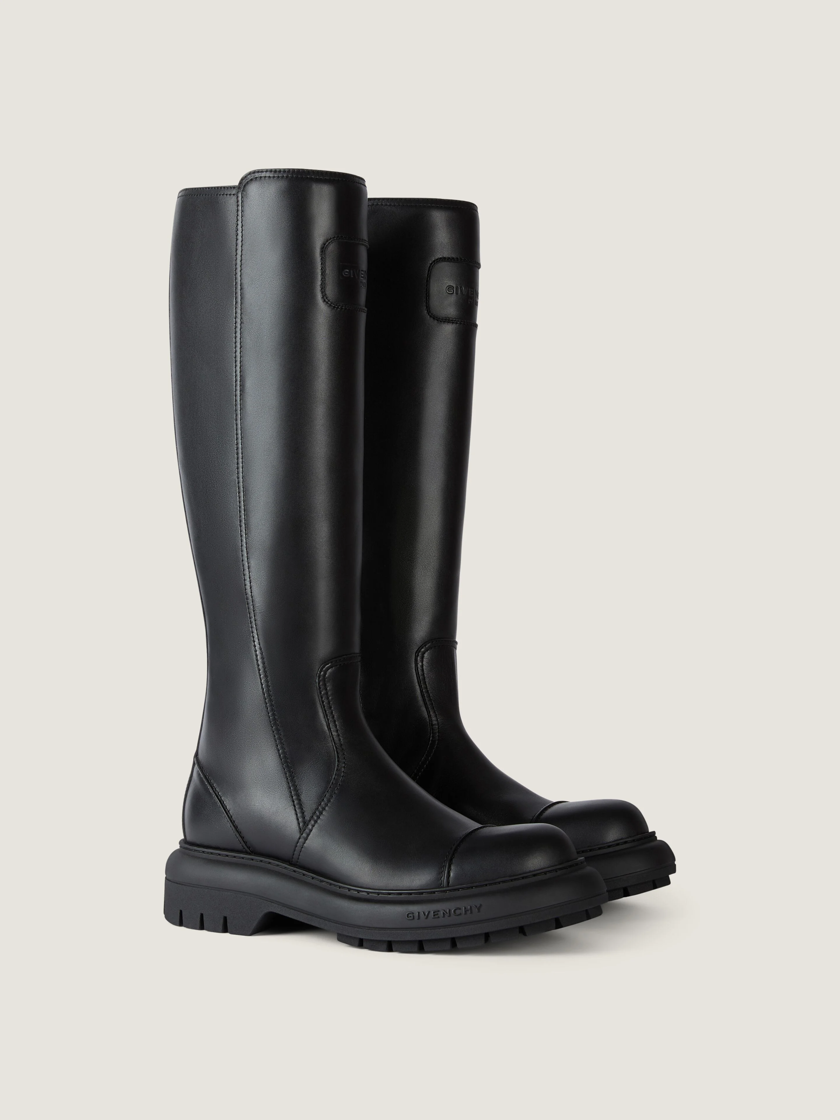 GIVENCHY CARGO BIKER KNEE HIGH BOOTS IN LEATHER - 1