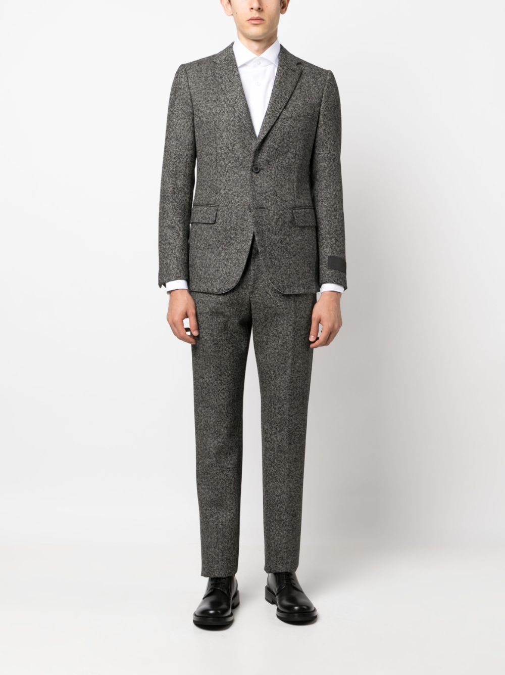 single-breasted tweed suit - 2