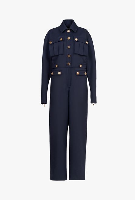 Navy blue wool jumpsuit - 1