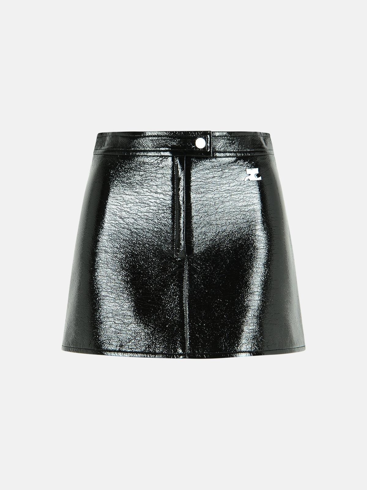 'REEDITION' BLACK COTTON BLEND MINISKIRT - 1