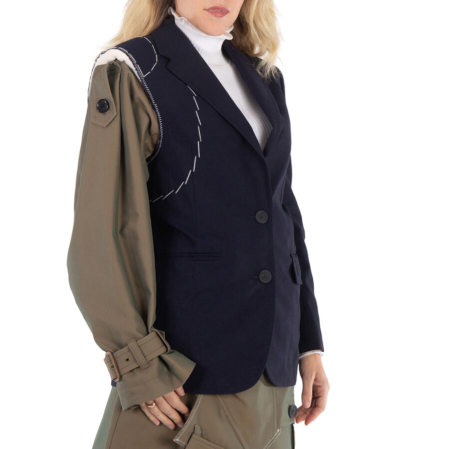Kolor Ladies Navy Deconstructed Panelled Single-Breasted Blazer - 2