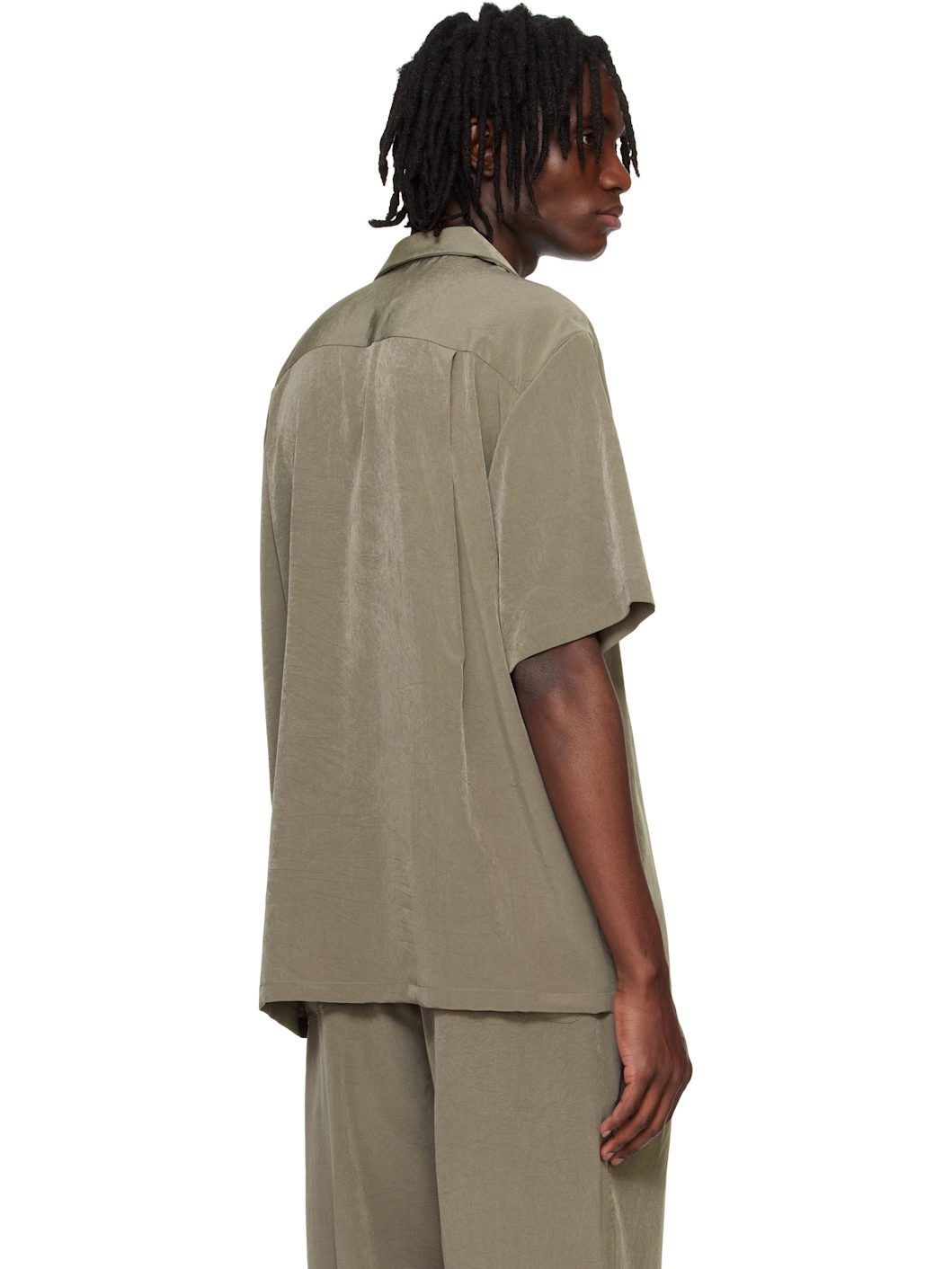 Taupe Open Collar S/S Shirt - 3