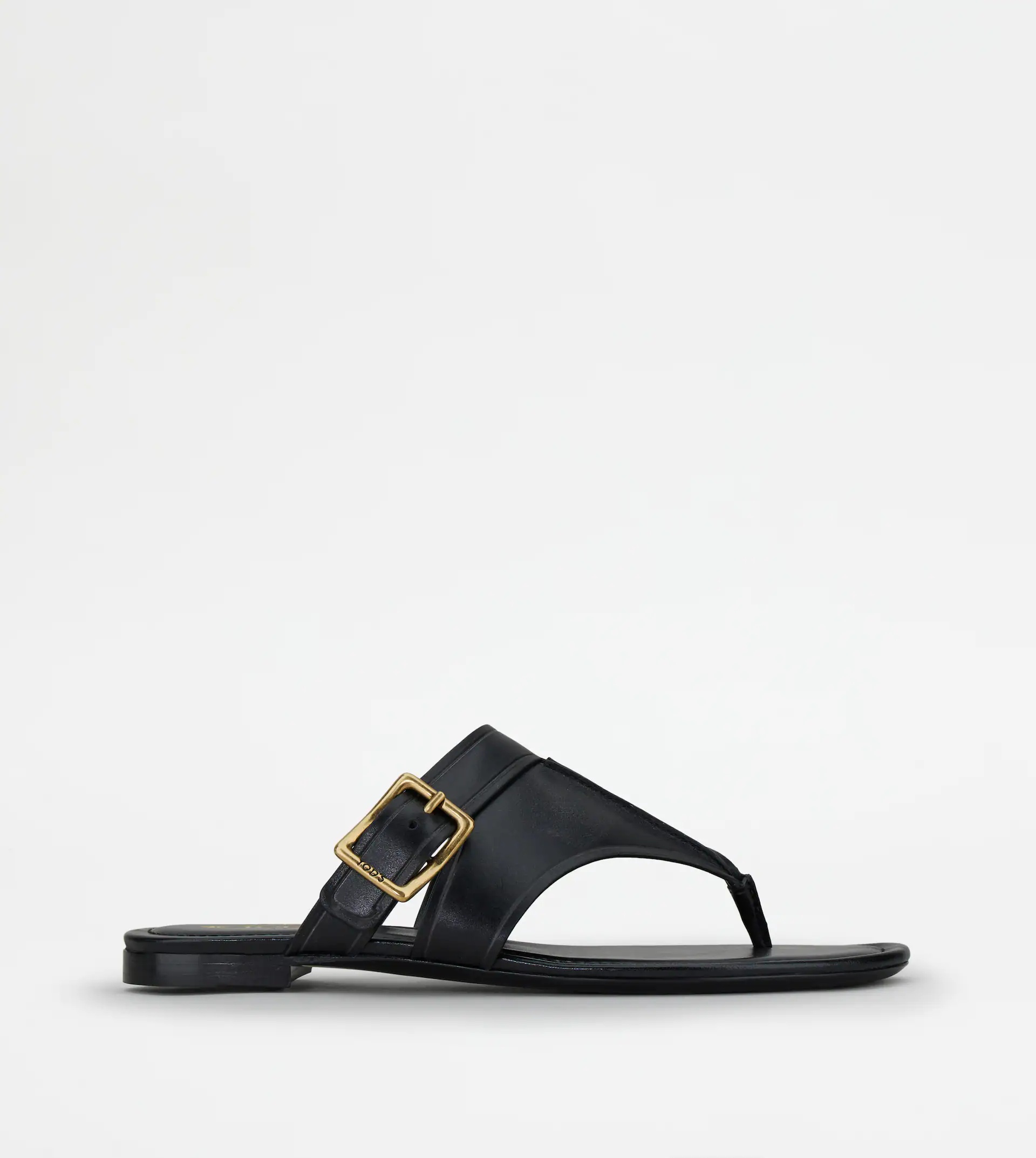 THONG SANDALS IN LEATHER - BLACK - 1