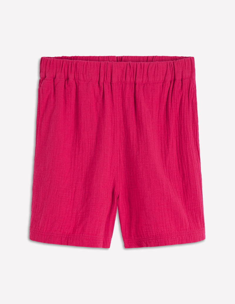 Pull-on Double Cloth Shorts-Pomegranate 1