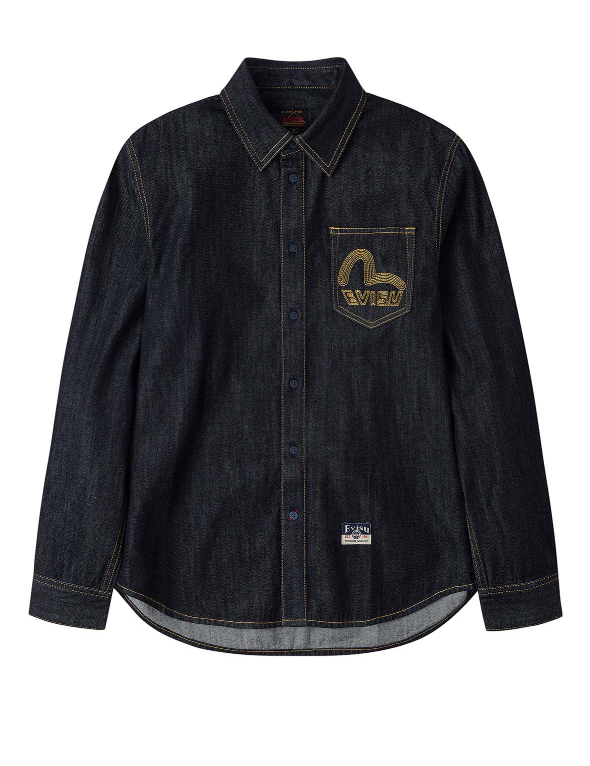 Seagull Embroidery Regular Fit Denim Long-sleeve Shirt - 13