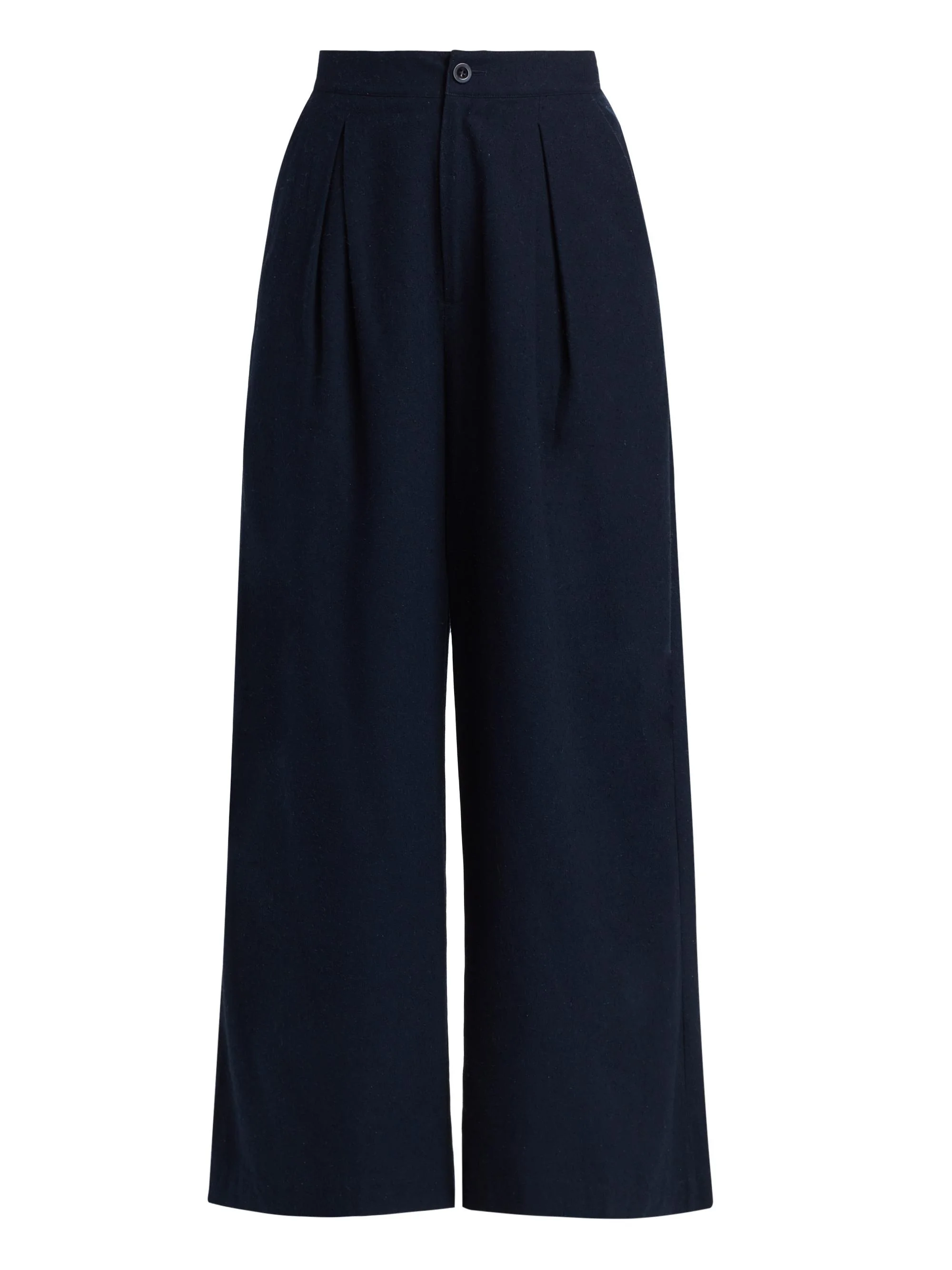 Women's Silk Relaxed Cropped Trousers - Navy - 1