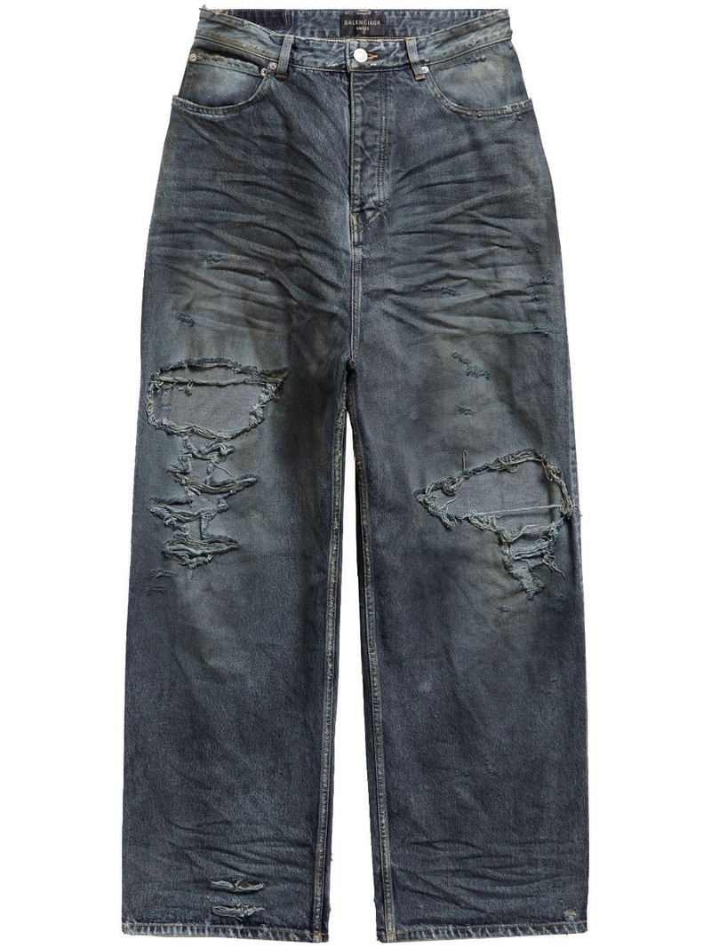 distressed-effect wide-leg jeans - 1