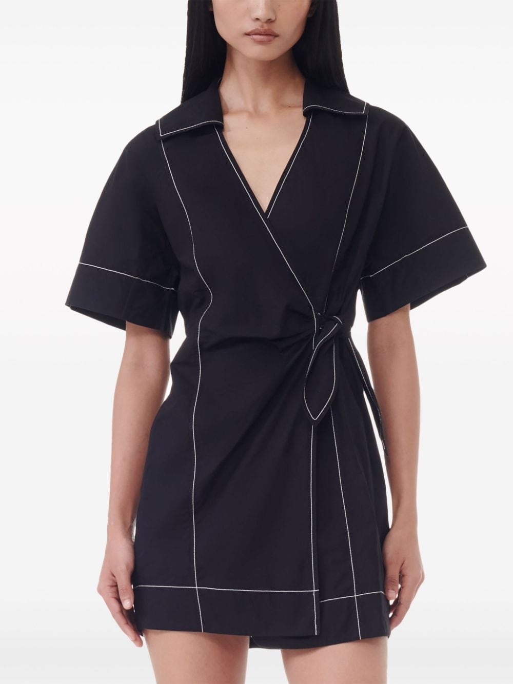 contrast-stitch mini dress - 5