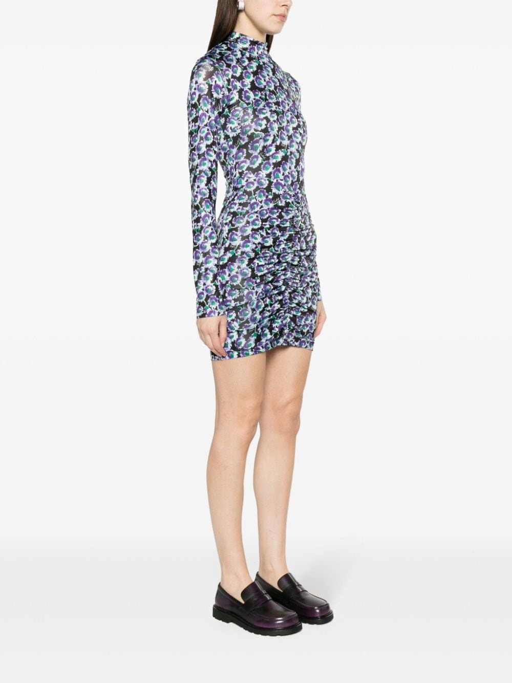 floral-print ruched minidress - 3