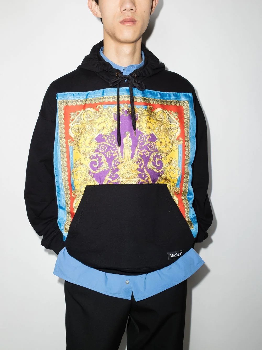 baroque-panelled pullover hoodie - 2